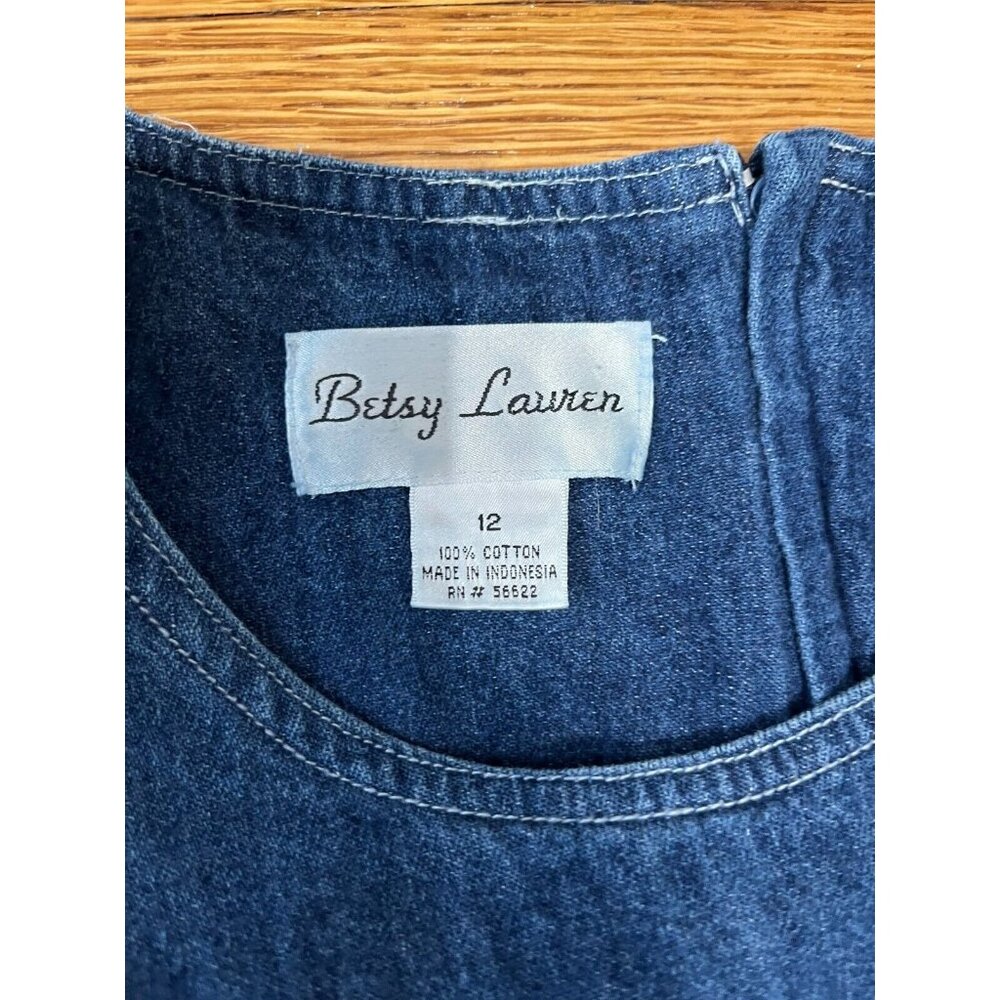 Vintage Betsy Lauren Cottage Core Denim Maxi Dress Women's Size 12 - Picture 2 of 3